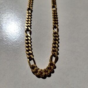 Monet Figaro Chain Necklace Unisex Gold Tone Excellent Classic Link